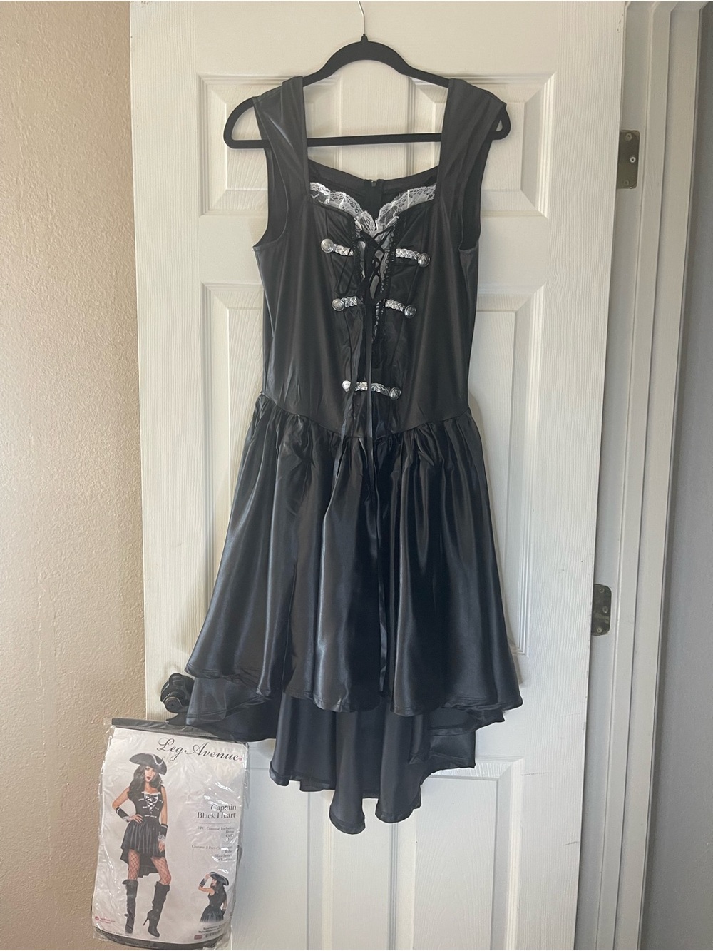 Leg Avenue Black Lace-Up High-Low Costume Dress